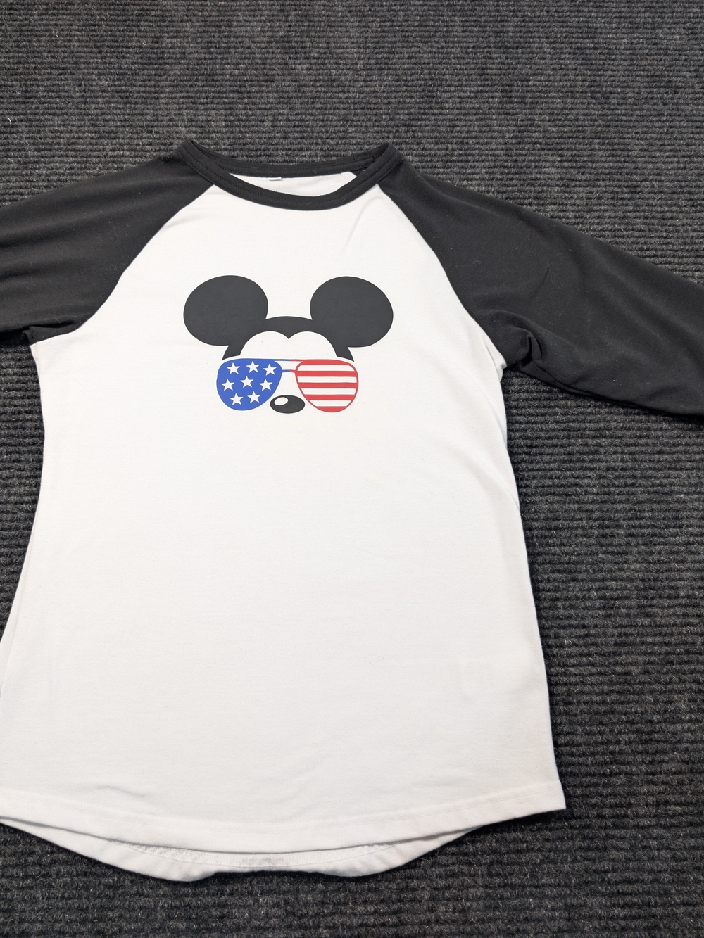 Cricut Black & White Raglan Tee with American Flag Sunglasses Graphic